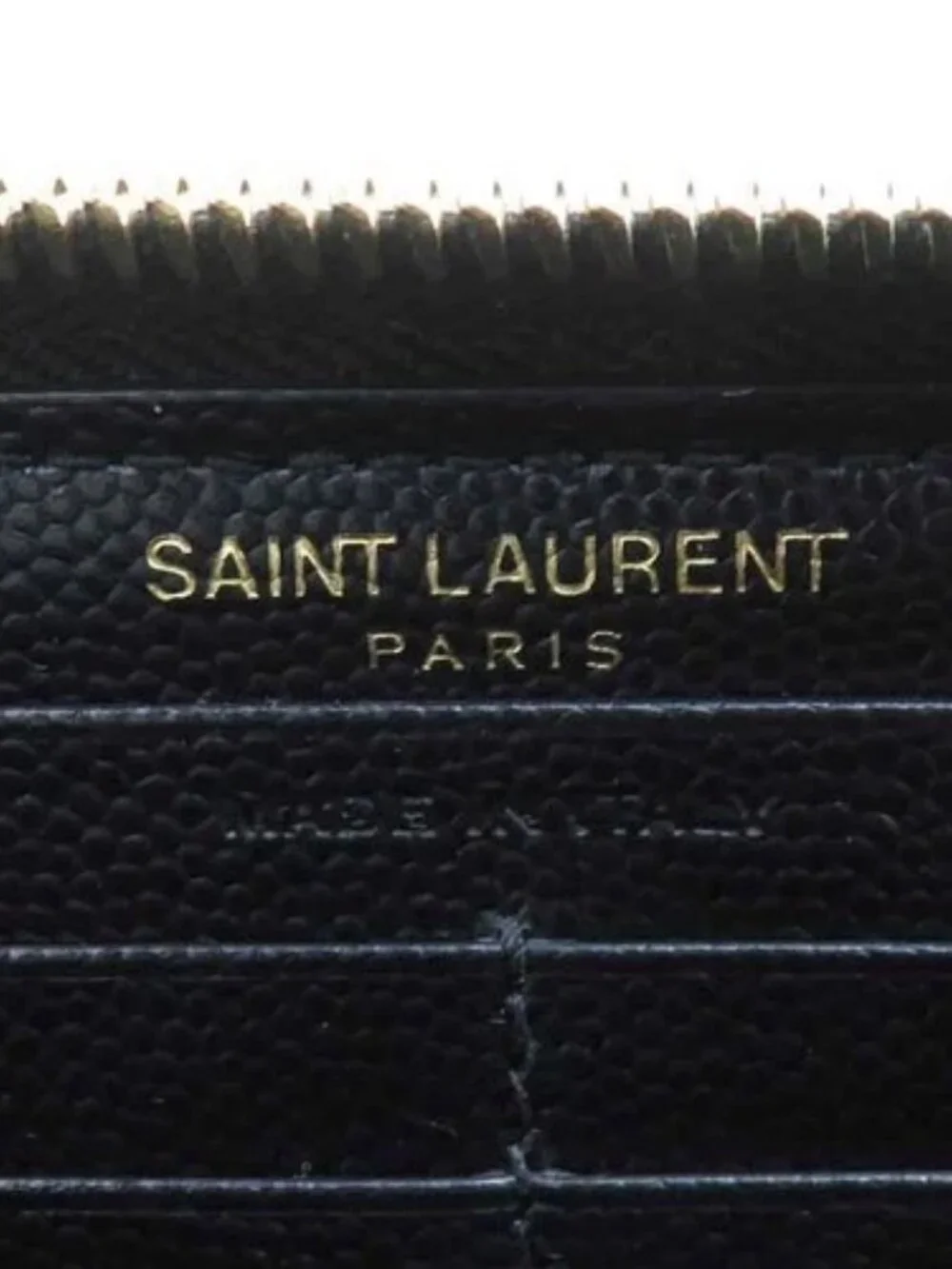 Auth SAINT LAURENT Zip Around Long Wallet Black/Gold Leather/Metal - h31776g - Picture 13 of 15